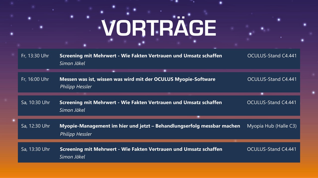 OCULUS Vorträge auf der opti 2025