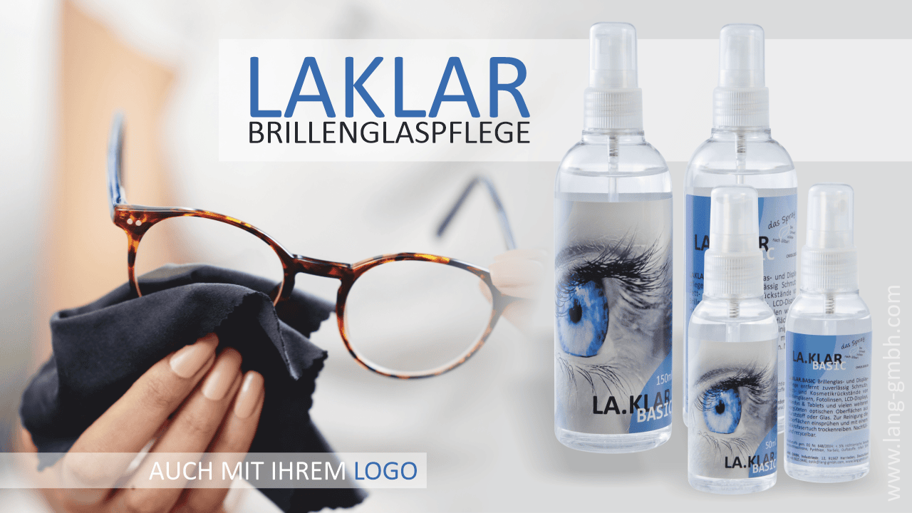 LAKLAR-Brillenglaspflegesysteme - Ihre nachfüllbare Visitenkarte mit Ihrem Logo