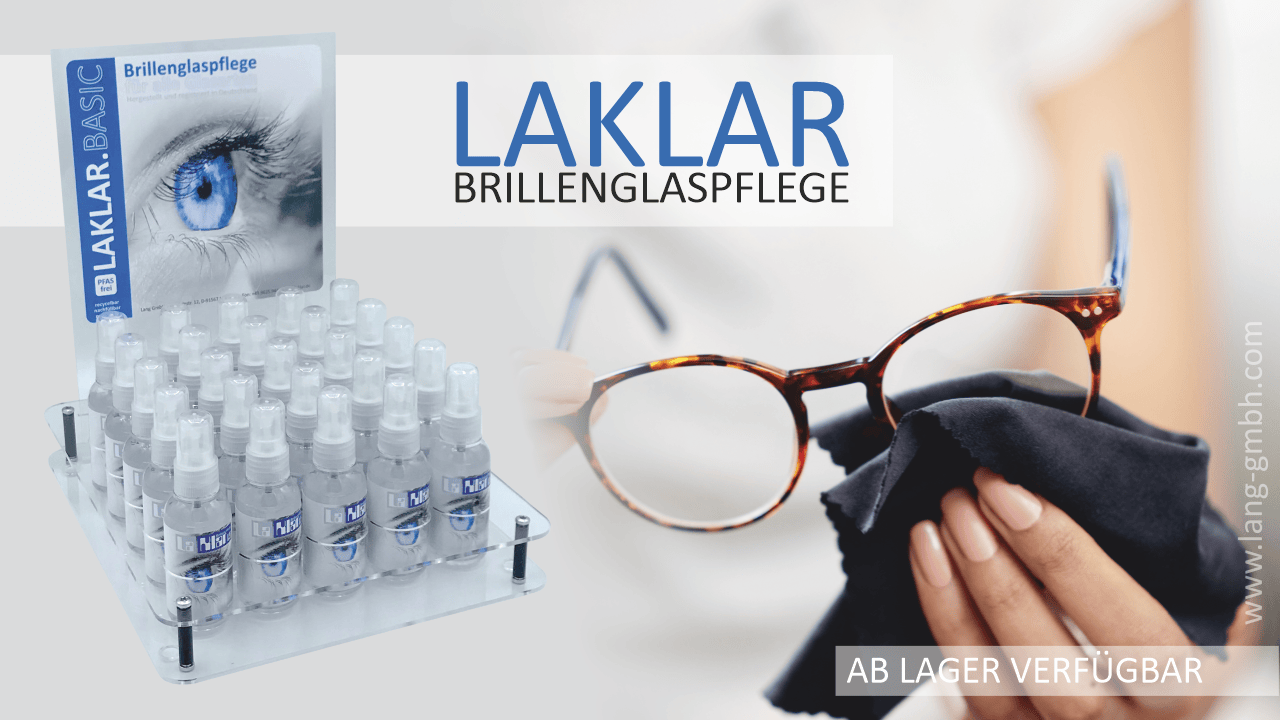 LAKLAR-Brillenglaspflege im Verkaufs-Thekendisplay